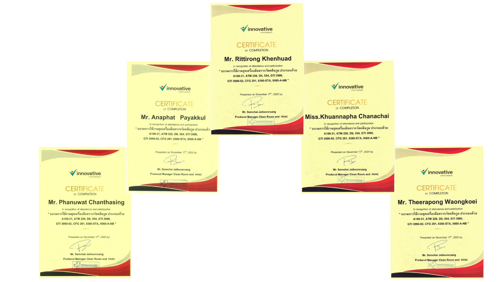 รวมเกียรติบัตร Cleanroom & HVAC